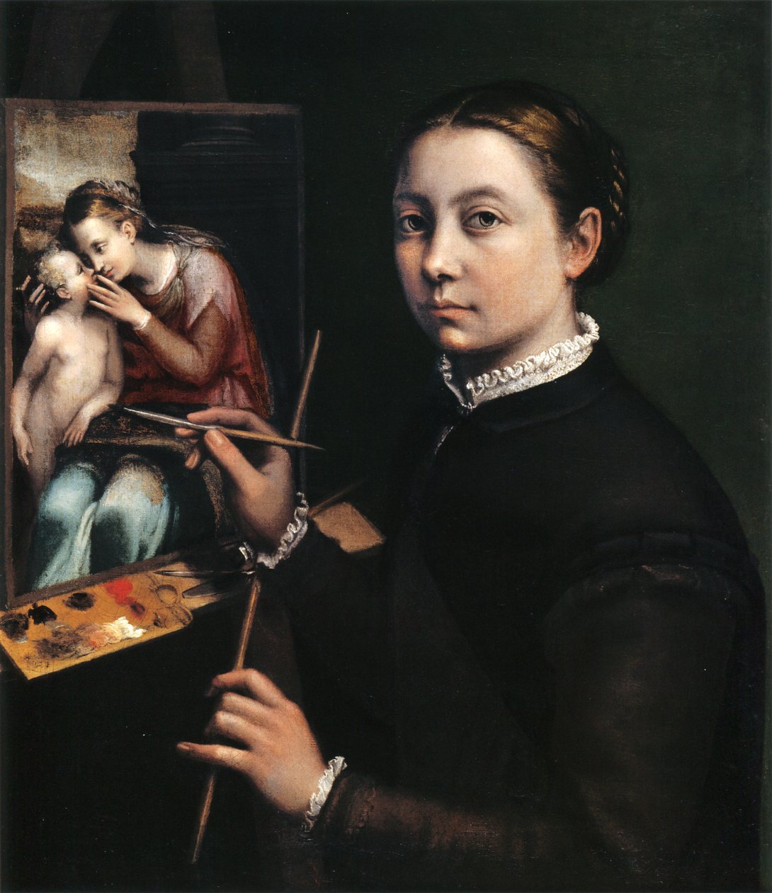 Självporträtt vid staffliet av Sofonisba Anguissola
