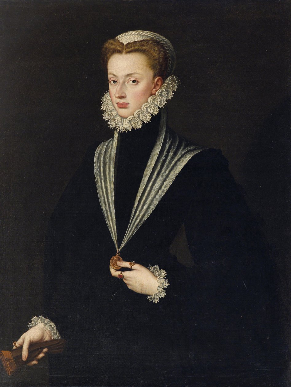Jeanne av Österrike (Jeanne de Habsbourg) - Porträtt av Johanna av Österrike (1547-1578) av Anguissola, Sofonisba (ca 1532-1625). Olja på duk, storlek: 106x81, , Privat samling av Sofonisba Anguissola