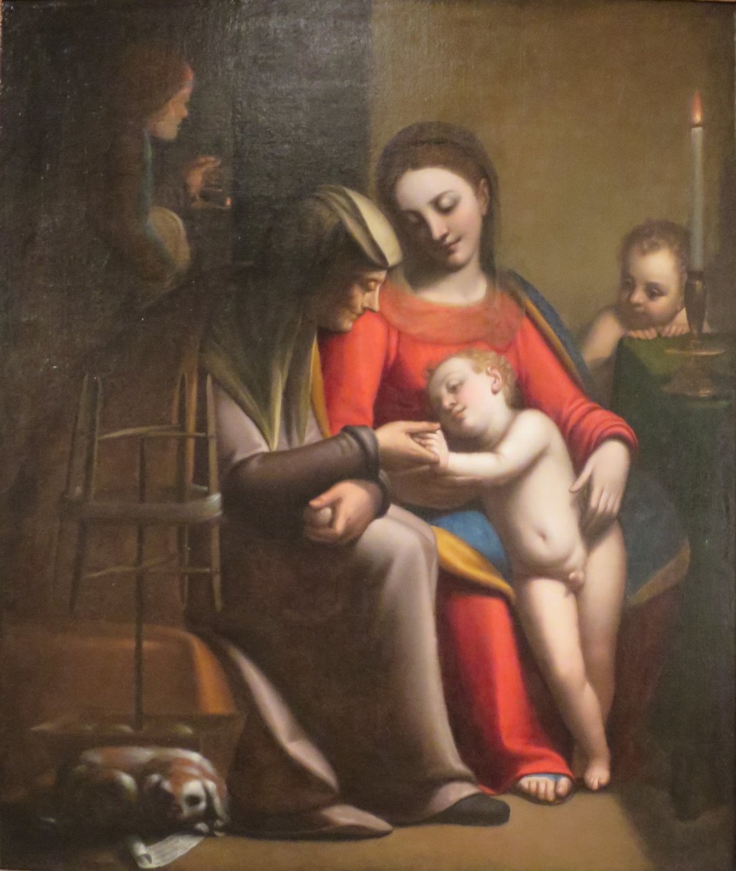 Den heliga familjen med heliga Anna och Johannes Döparen av Sofonisba Anguissola