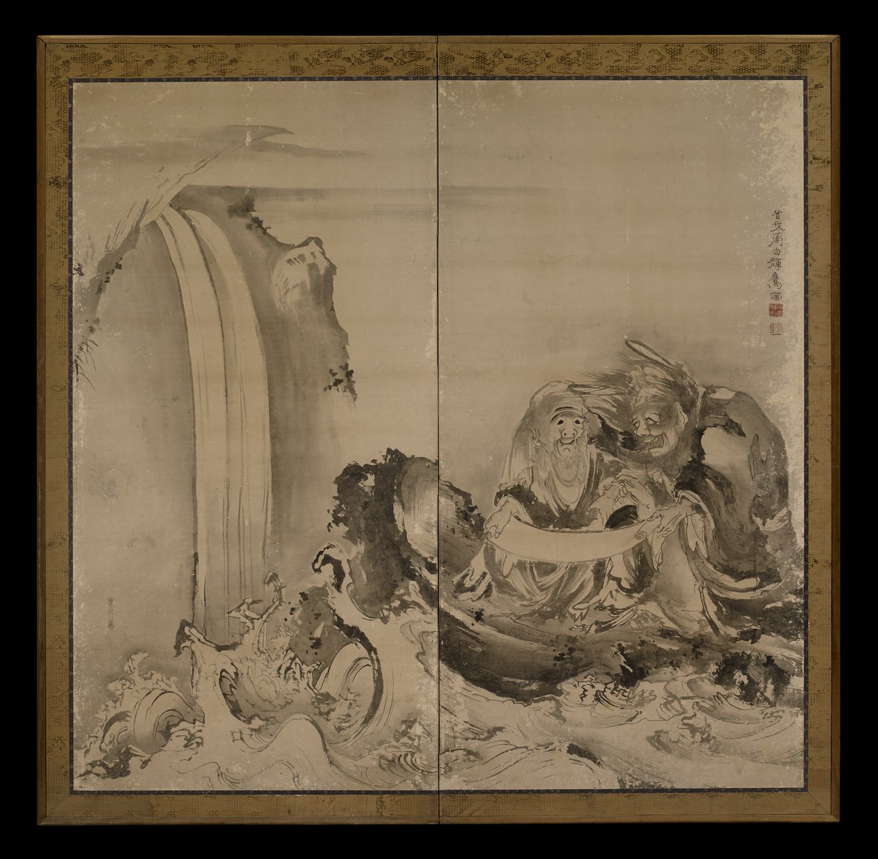 Två figurer, 1770-tal (bläck på papper) av Soga Shohaku