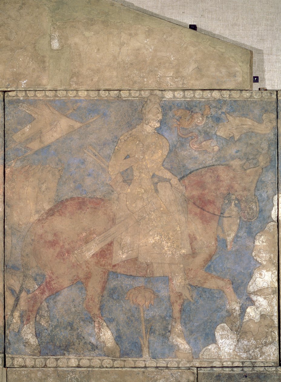 The Heroic Rustam, från Penjikent, första hälften av 800-talet (väggmålning på gips) av Soghdian