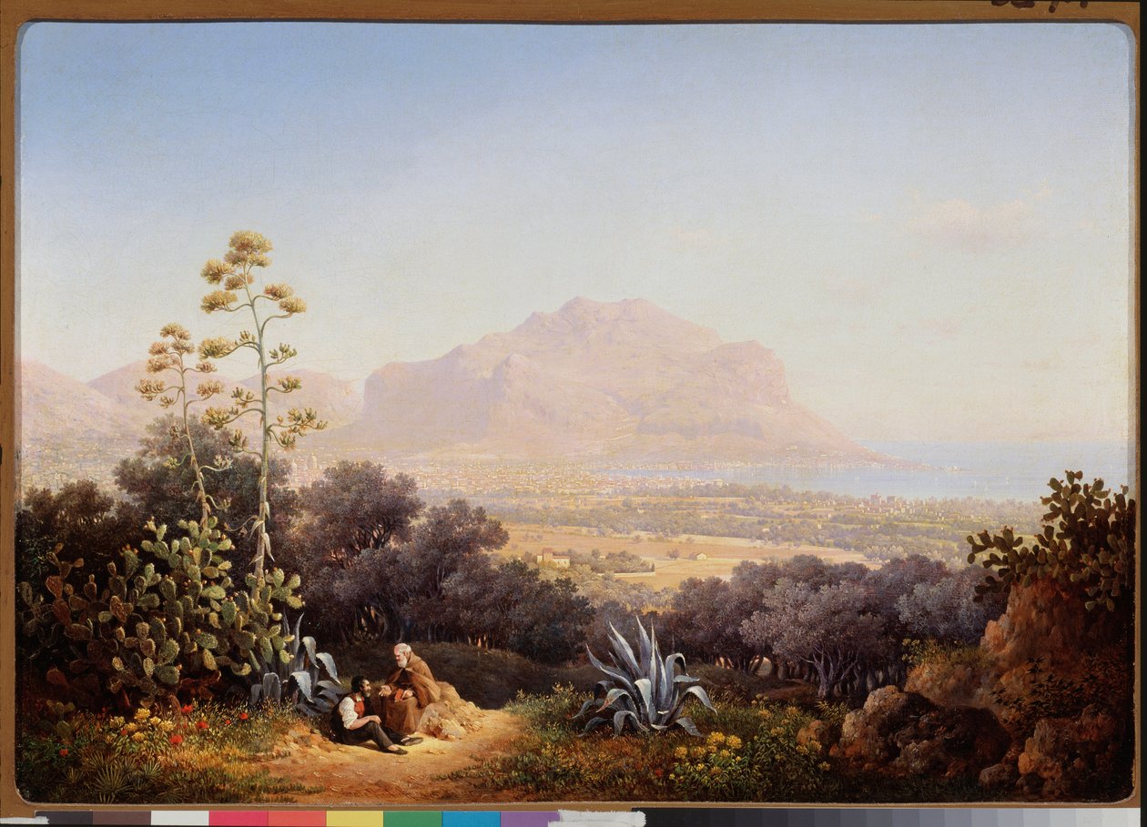 View of Palermo (Sicilien, Italien) (View of Palermo) - Målning av Sokrat Maximovich Vorobyev (Vorobiev) (1817-1888), olja på duk av Sokrat Maksimovich Vorobiev