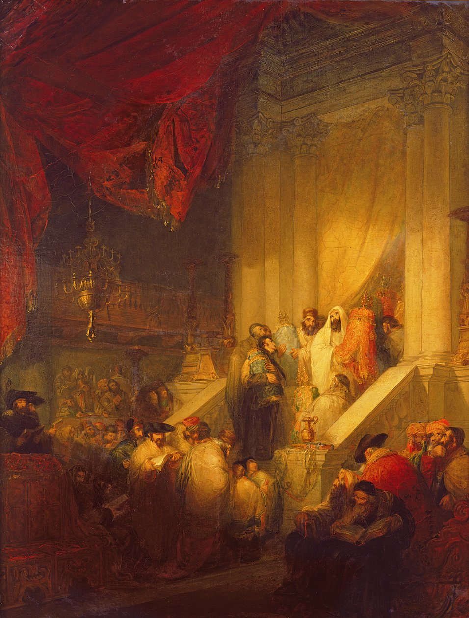 Läsning av lagen i en synagoga av Solomon Alexander Hart