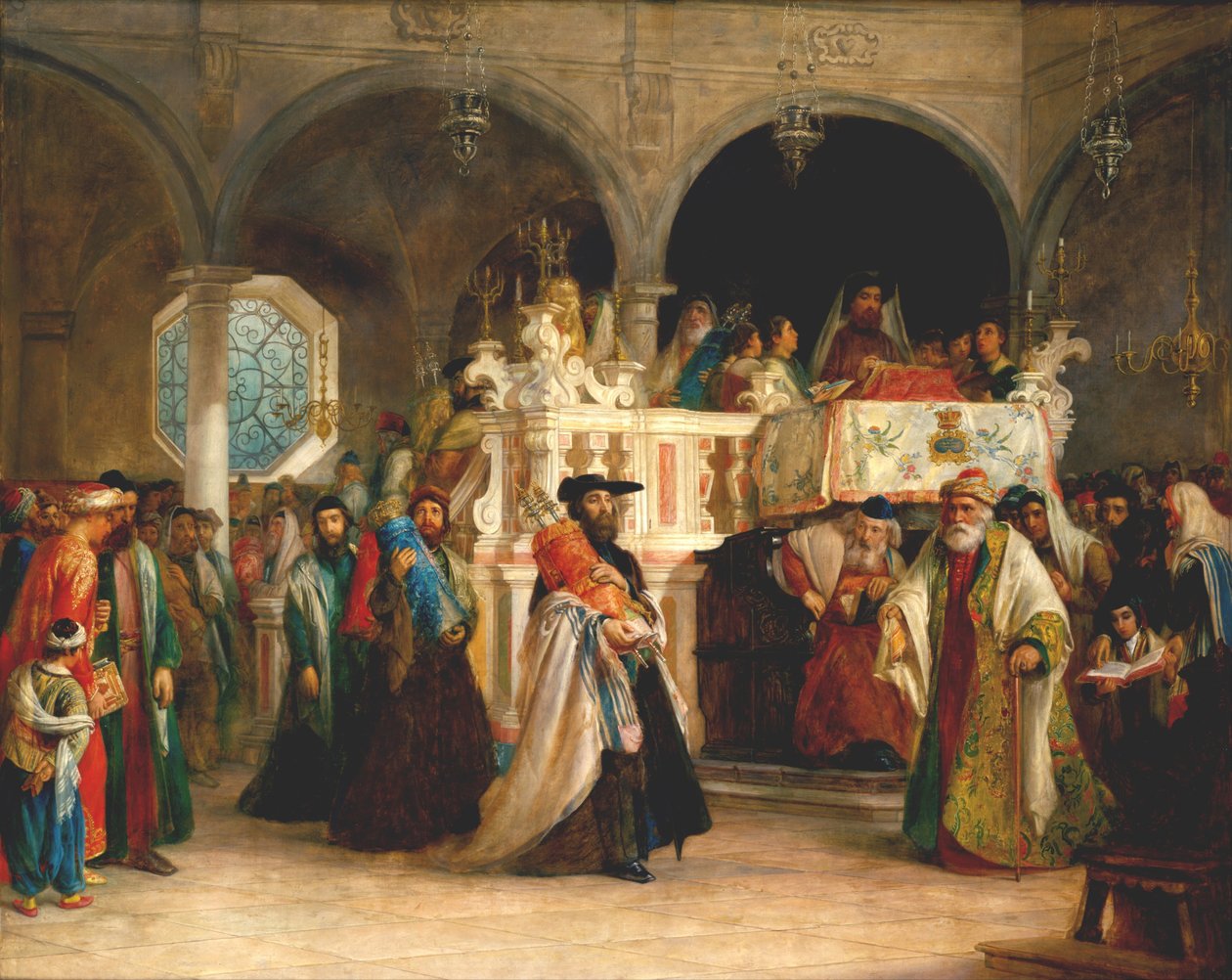 Torans jubelfest i synagogan i Leghorn, Italien, 1850 av Solomon Alexander Hart