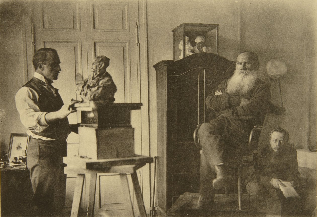 Leo Tolstoy och skulptören prins Paolo Troubetzkoy av Sophia Andreevna Tolstaya