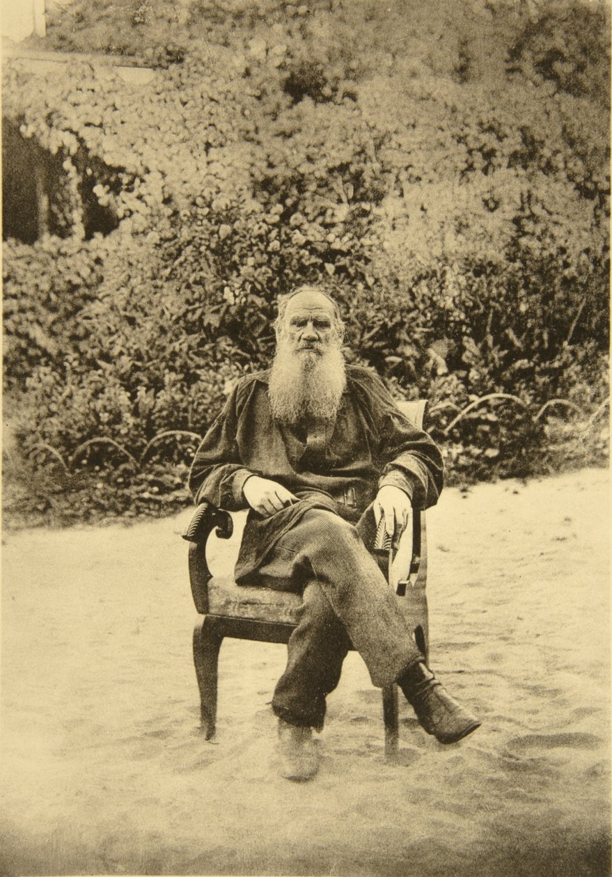 Ryske författaren Leo Tolstoy, Yasnaya Polyana, nära Tula, Ryssland, 1890-talet av Sophia Andreevna Tolstaya