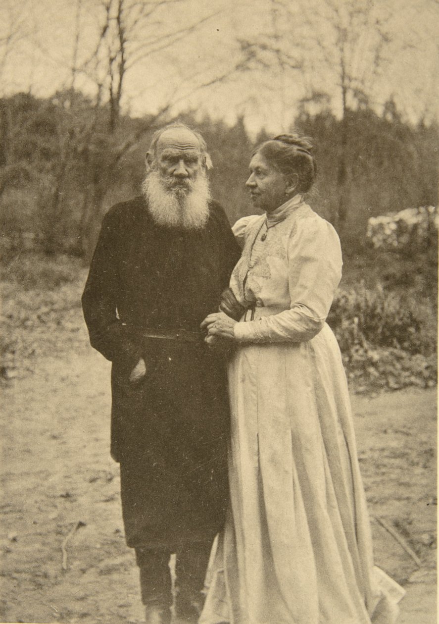 Den ryske författaren Leo Tolstoy och hans fru, Sophia, Ryssland, 23 september 1910. av Sophia Andreevna Tolstaya