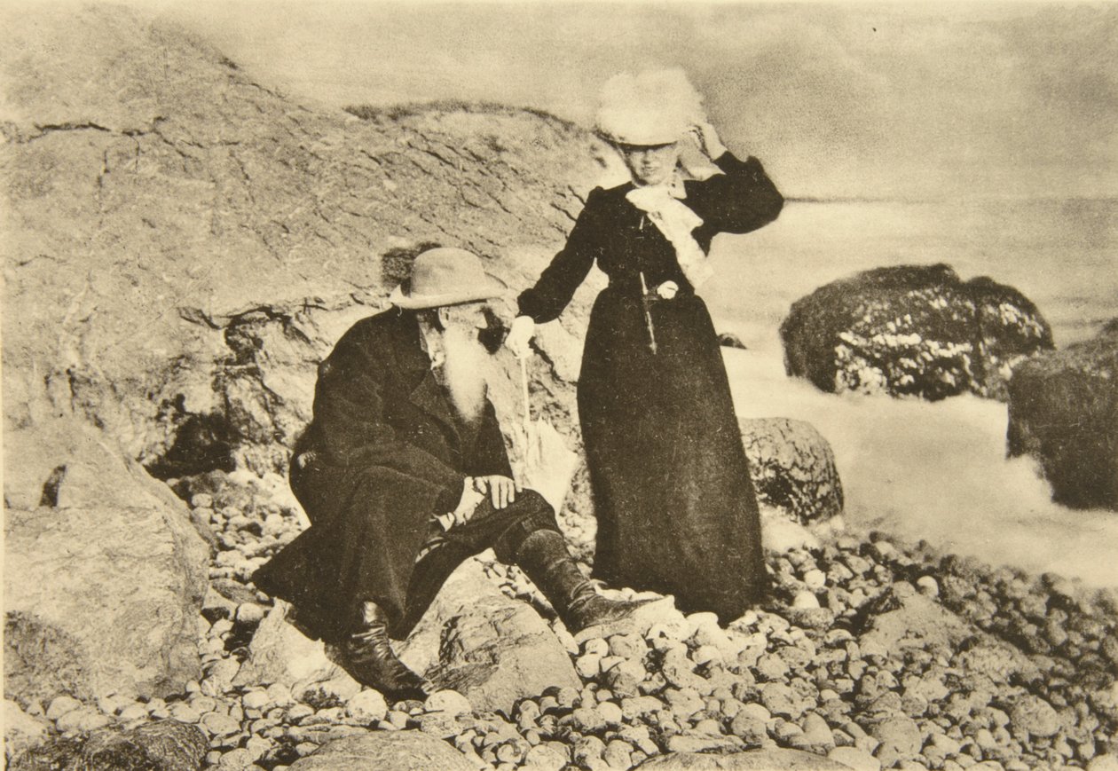 Den ryske författaren Leo Tolstoy och hans fru Sophia vid Svarta havet, Krim, Ryssland, 1902 av Sophia Andreevna Tolstaya