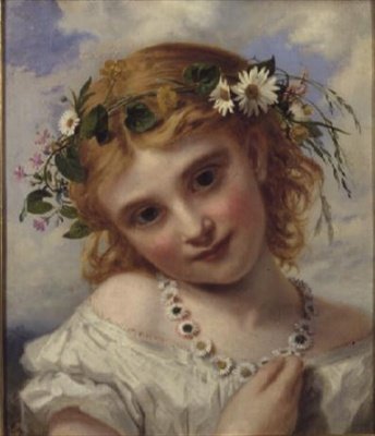 Ung flicka med en krans av margueriter av Sophie Anderson