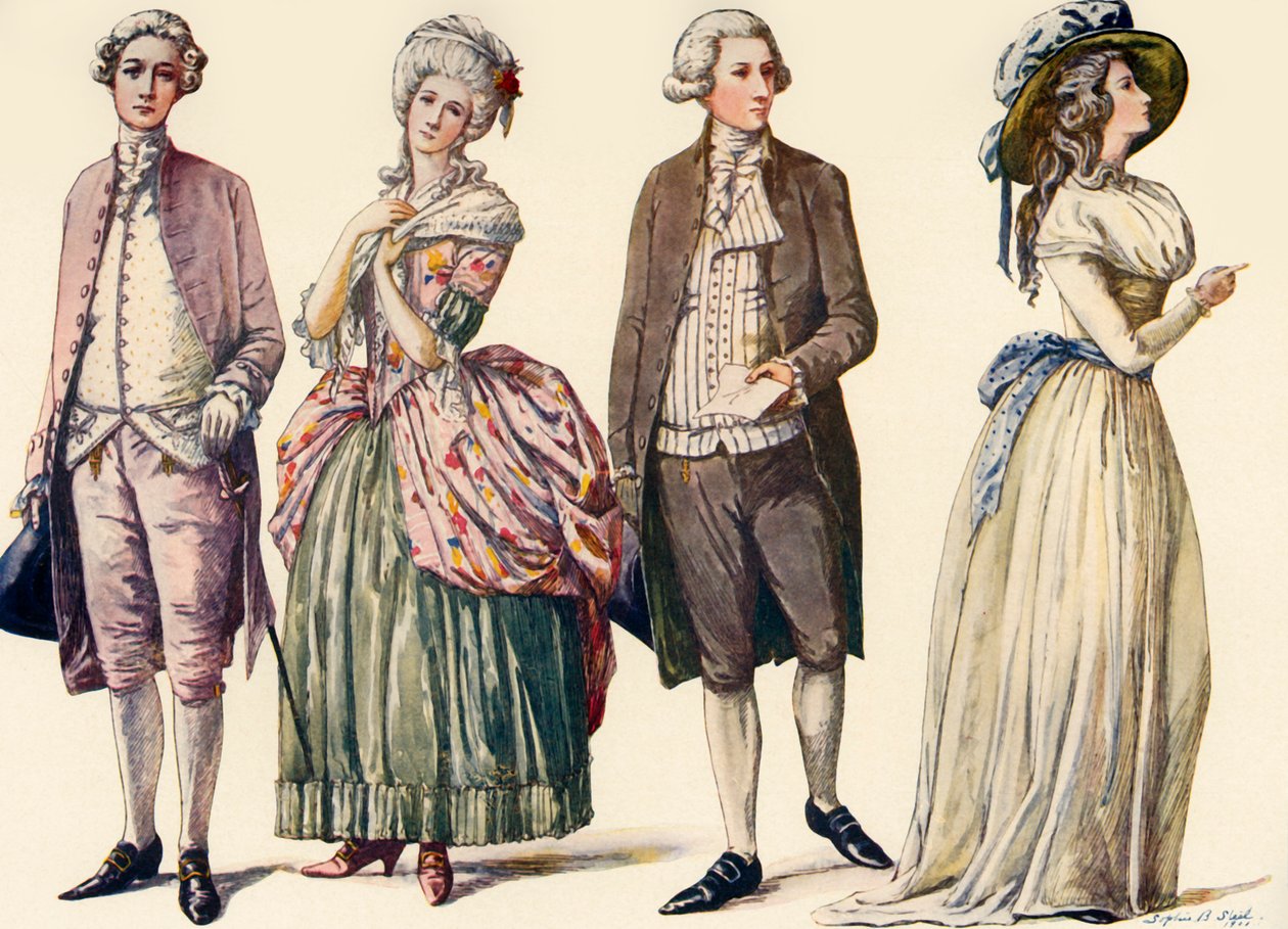 Kostymer under George III:s regeringstid och republikens första år 1778-1790, 1903, 1937. av Sophie B. Steel