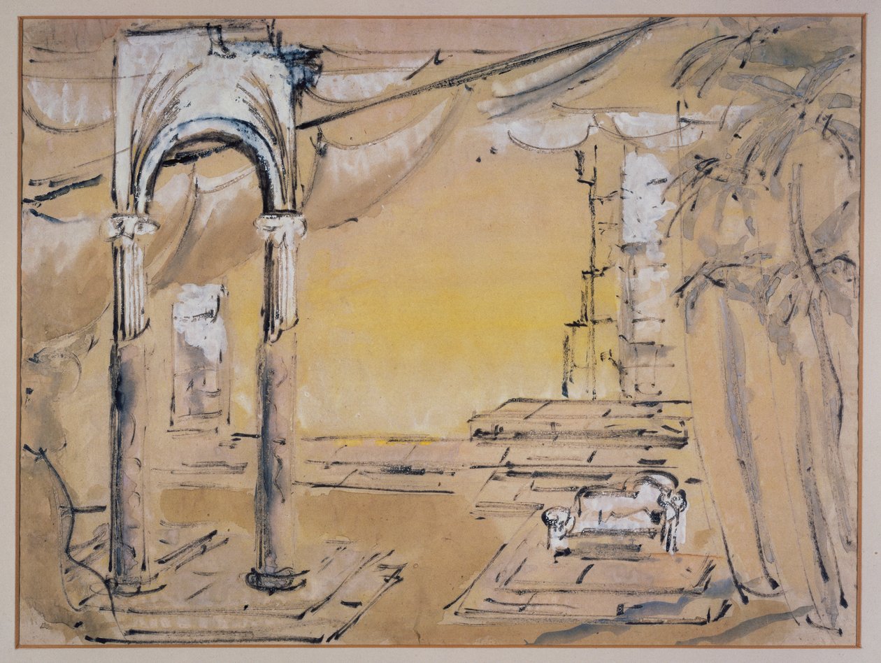Court of Dido, scenografi av Sophie Fedorovitch till akt I av Dido och Aeneas av Henry Purcell av Sophie Fedorovitch