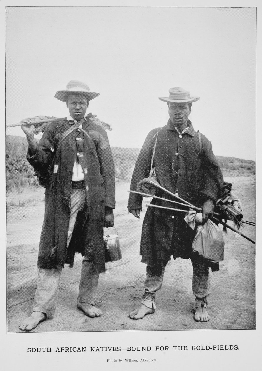 Sydafrikanska infödda på väg till guldfälten, fotografi tillskrivet Wilson Aberdeen av South African Photographer