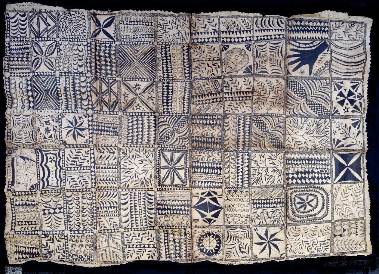 Niue Tapa-tyg, från ön Niue, ca 1885 (pigment på barkduk) av South Pacific