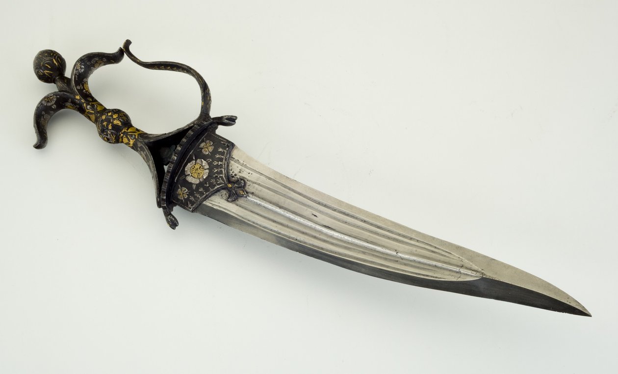 Chilanum, eller dolk (stål och järn med silver- och guldinlägg) av South Indian School