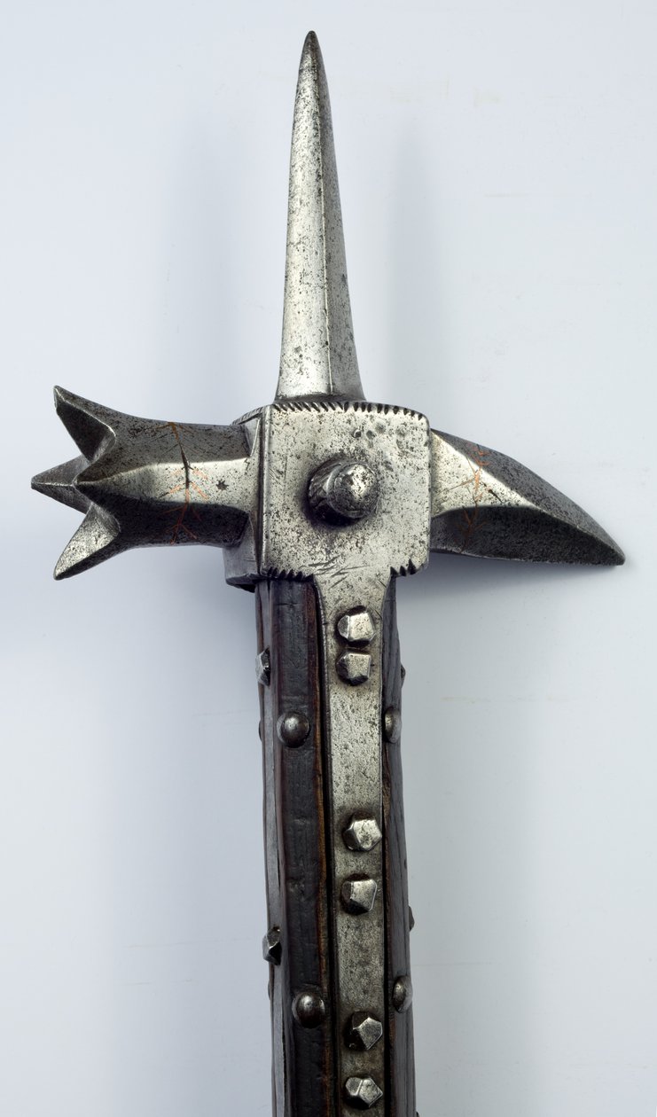 Warhammer for Foot Combat, c.1440 (järn & trä med kopparinlägg) av Southern European