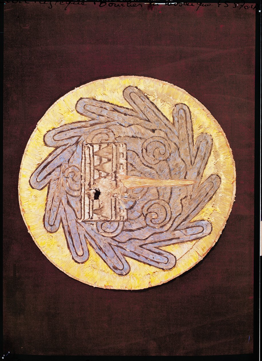 Kalkskydd, ca 1540 (fjädrar och bark) av Spanish Colonial