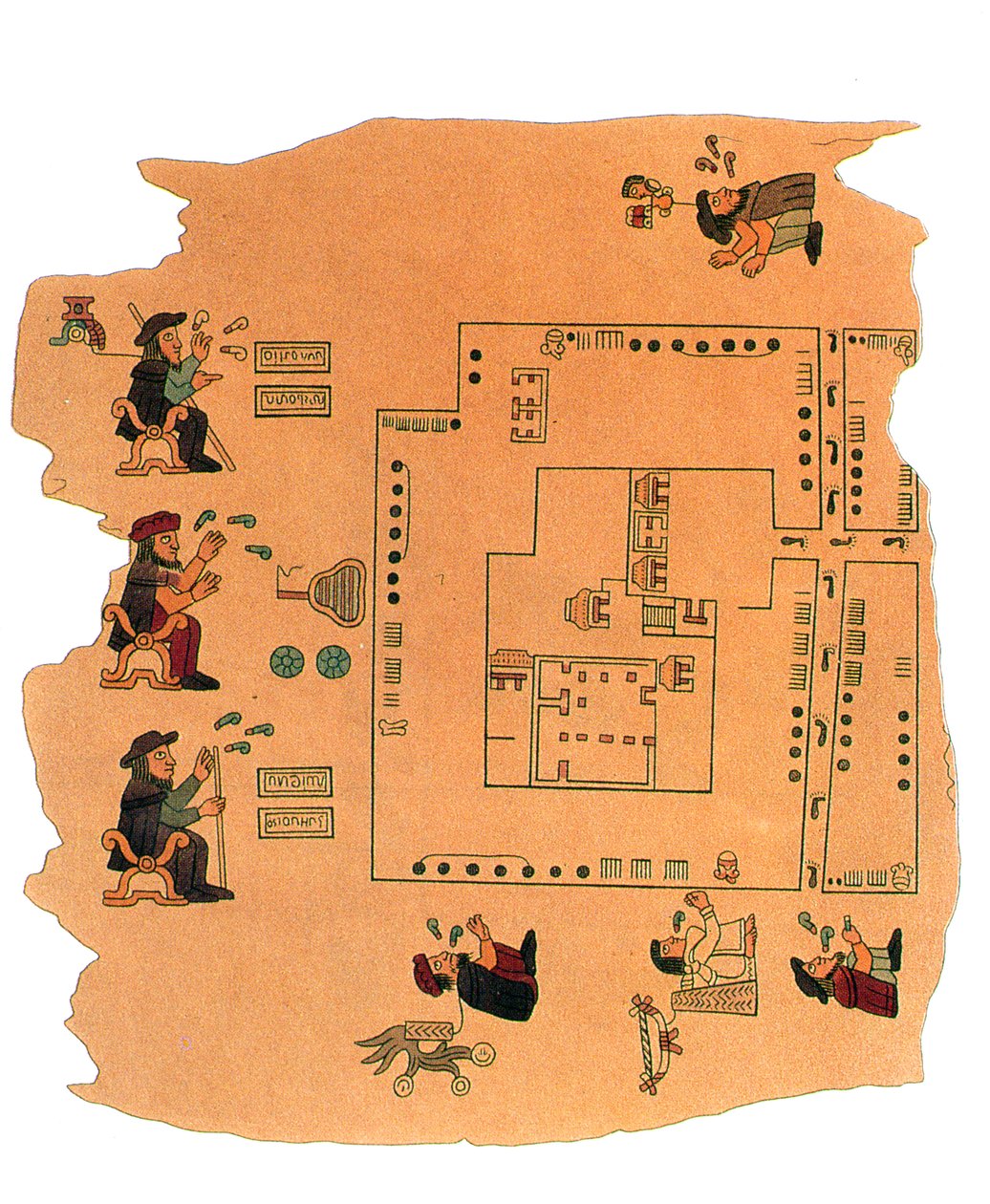 Berlin Codex: Land Disputes between the Spanish and Indians, faksimil (bläck på pergament) av Spanish Colonial