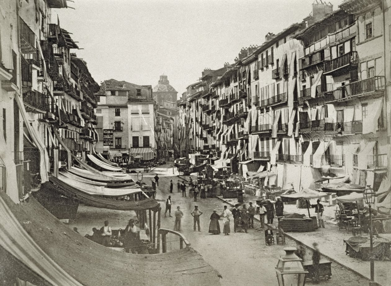 Barcelona gatubild, ca 1880-talet (albumintryck) av Spanish Photographer