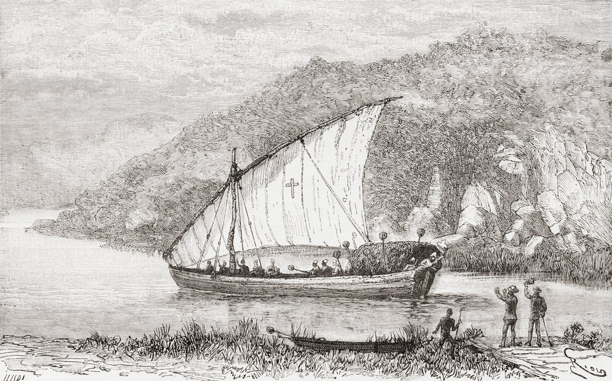 En dhow på Kongofloden på 1800-talet, från 