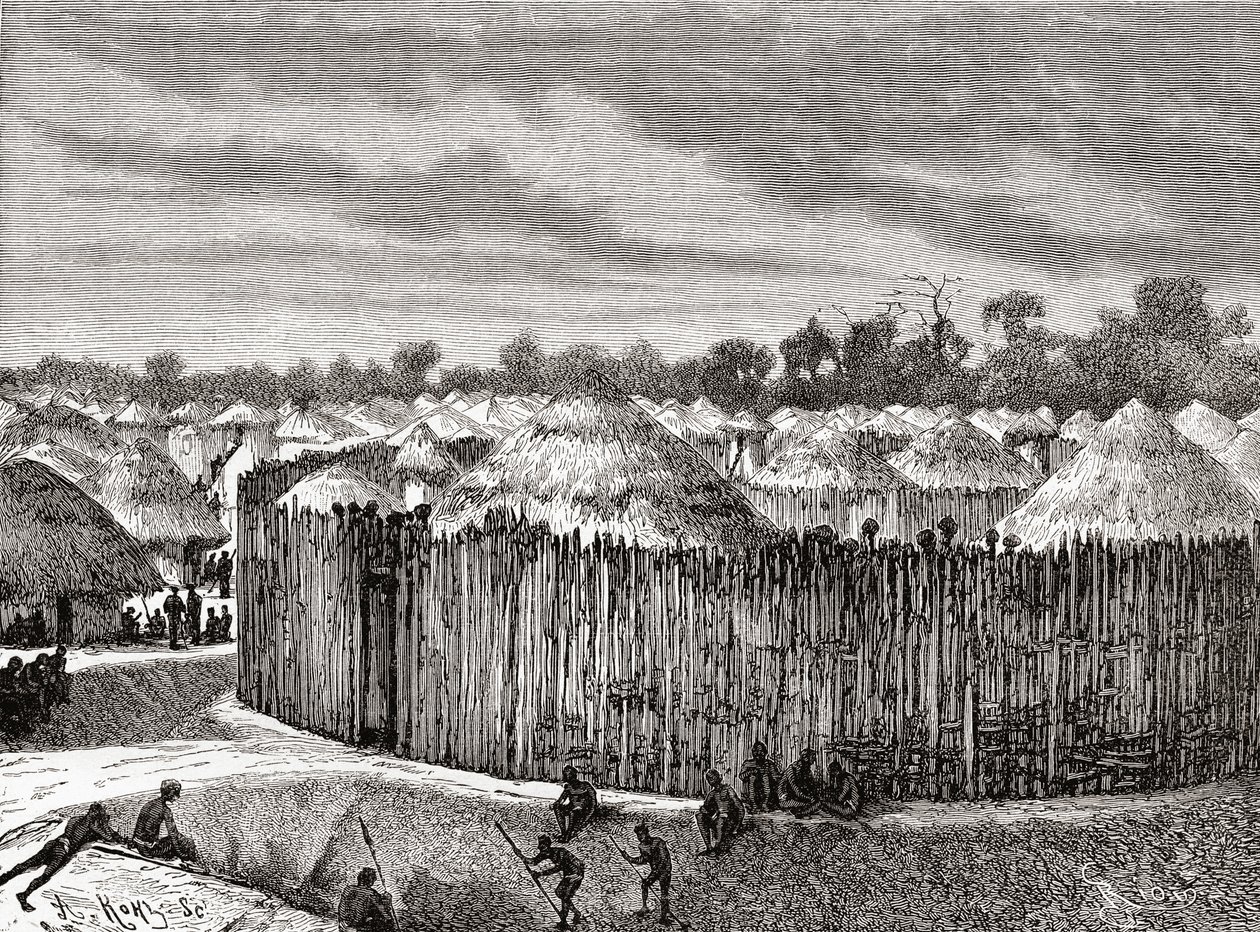 En by i Centralafrika under 1800-talet, från 