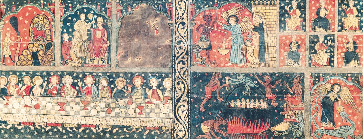 Altarfronten av St. Michael, från kyrkan Sant Miquel, Siguerola (tempera på panel) av Spanish School