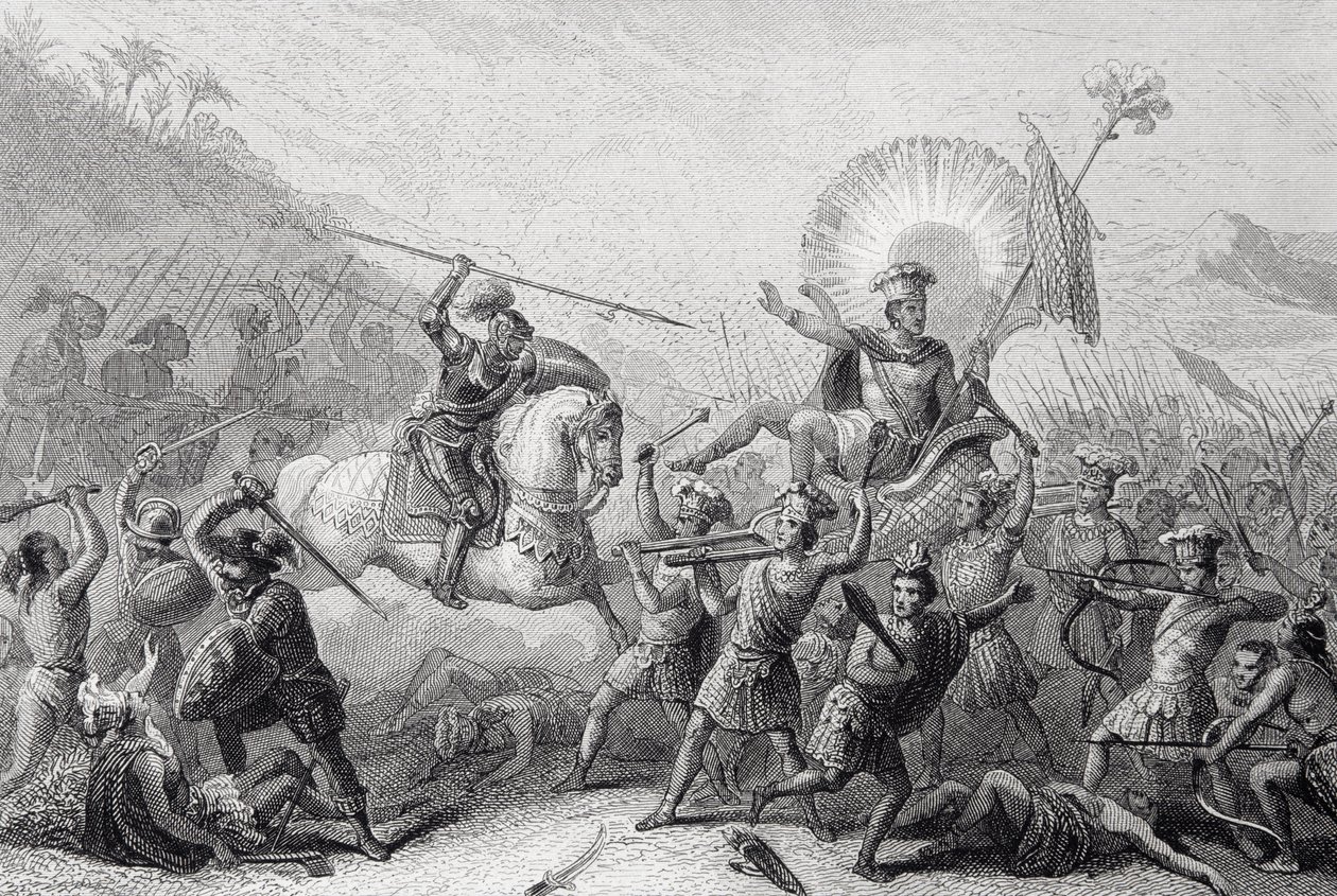 Slaget vid Otumba, Mexiko, 7 juli 1520 av Spanish School
