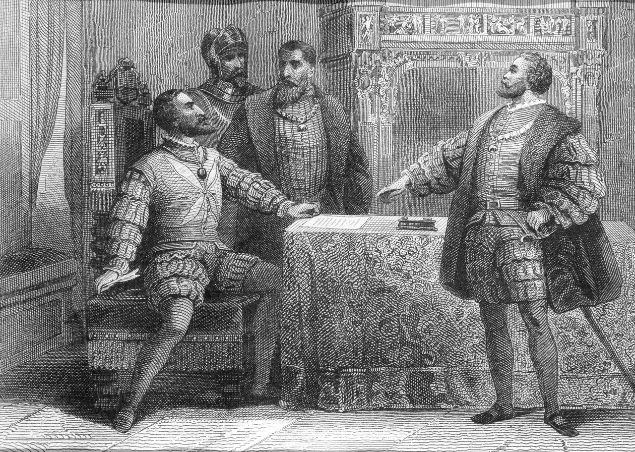 Carlos V o Sepania (1500-58) ma Francois I o Farani (1494-1547) sainia le Feagaiga a Madrid, 14 Ianuari 1526 swed av Spanish School
