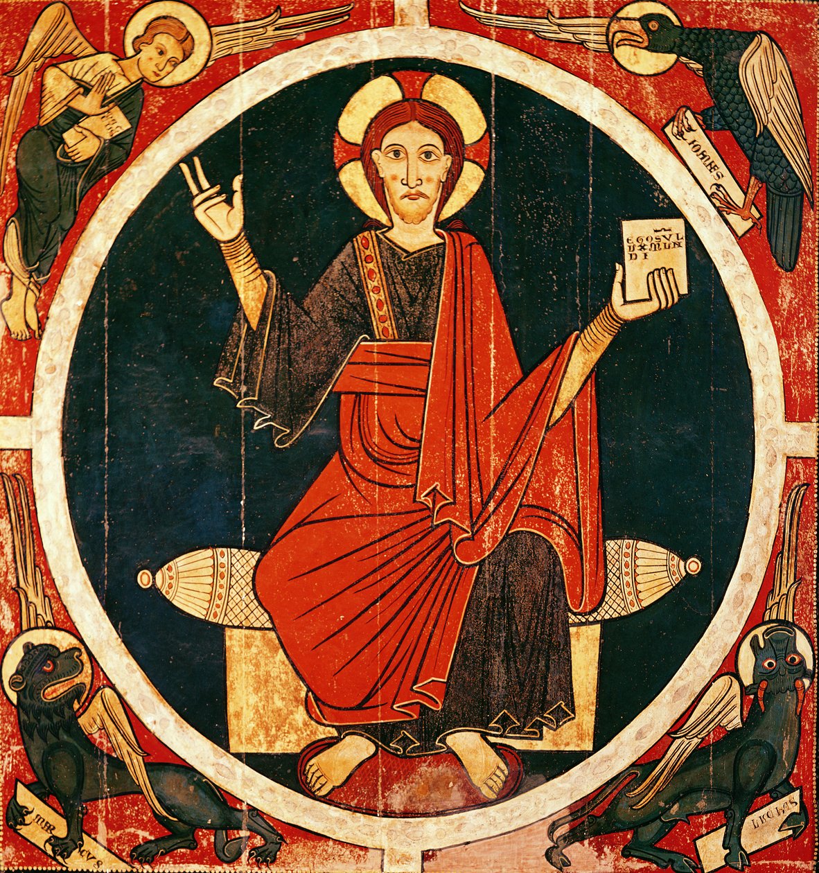 Kristus i majestät (tempera på panel) av Spanish School
