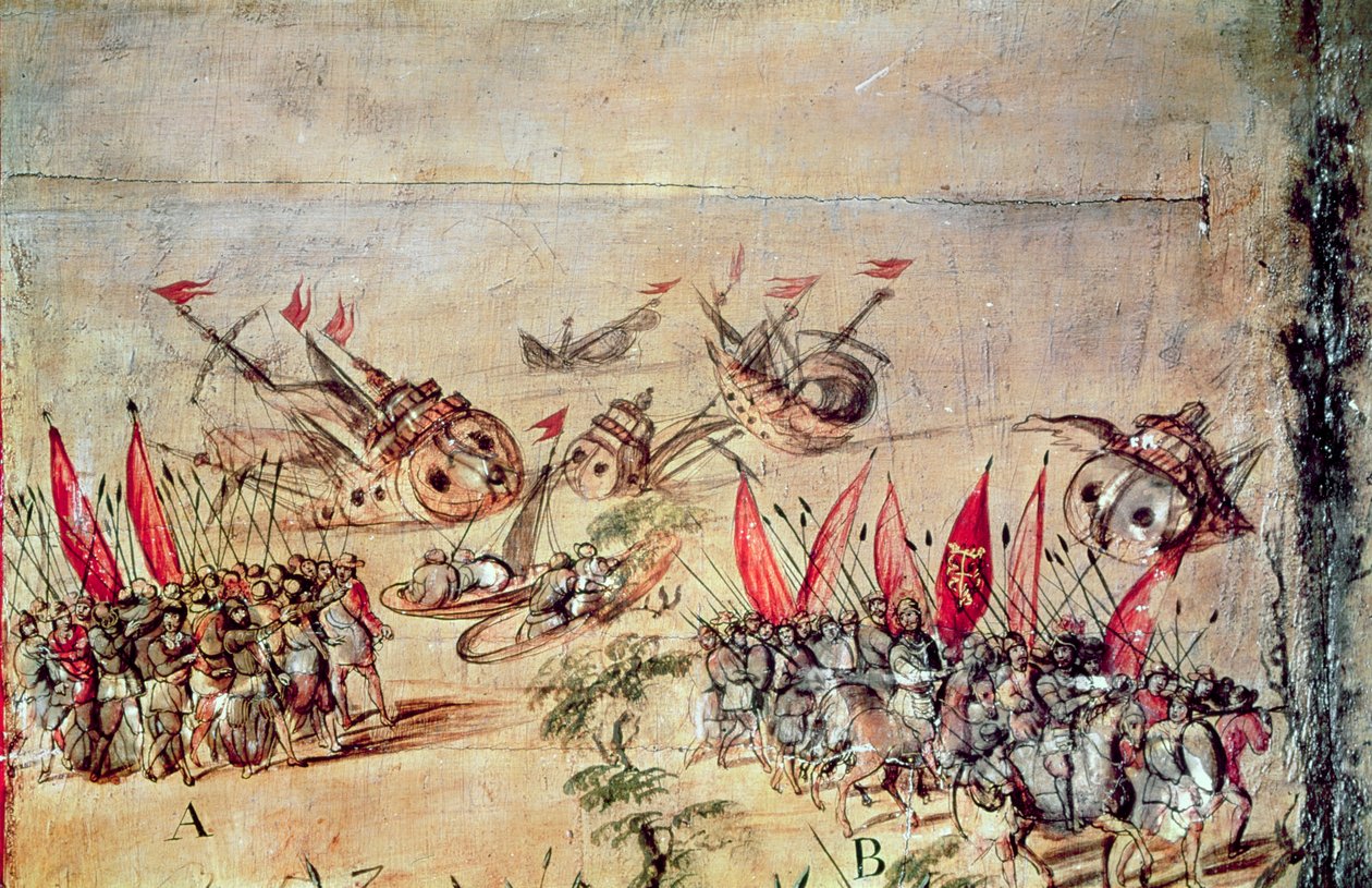 Cortes sänkte sin flotta utanför Mexikos kust, 1518 av Spanish School