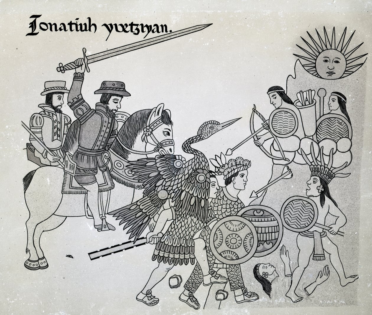 Kamp mellan spanjorerna och aztekerna, tallrik från 