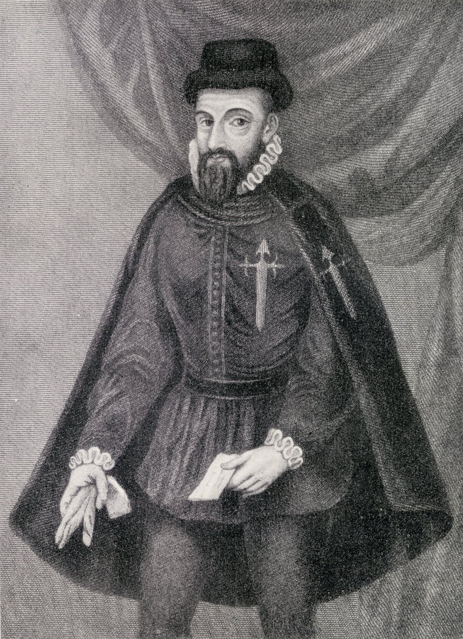 Francisco Pizarro (ca 1475-1541) illustration från "The Quest of The Indies", publicerad 1920 av Spanish School