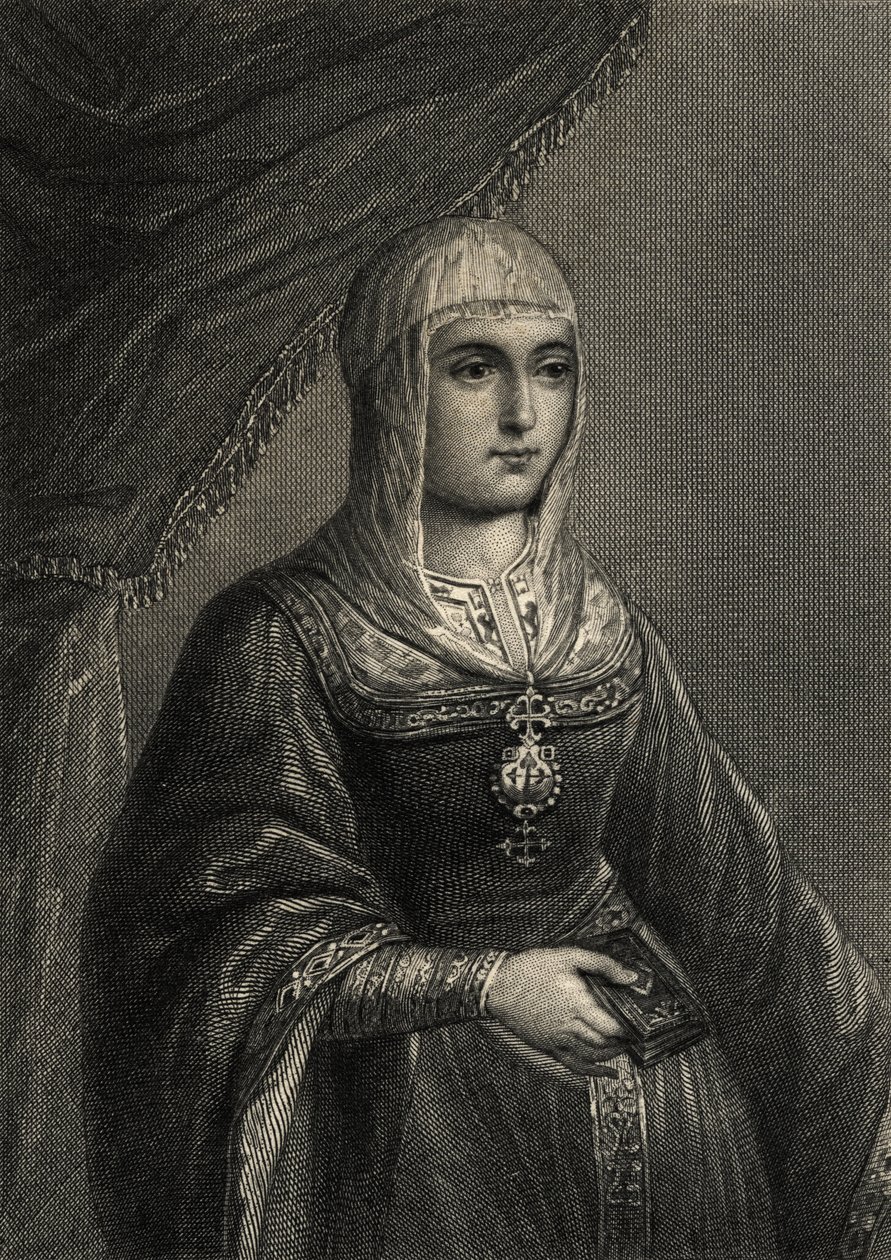 Isabella le Katoliko (1451-1504) swed av Spanish School