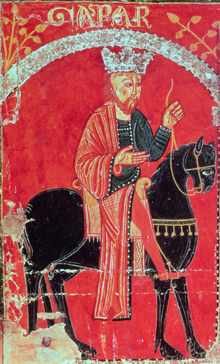 King Melchior (tempera på panel) av Spanish School