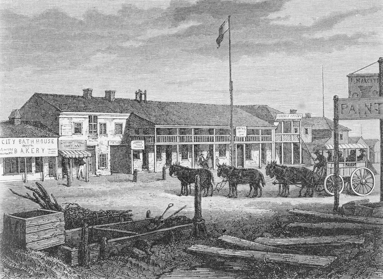Main Street i Salt Lake City, på 1860-talet, Utah, från 