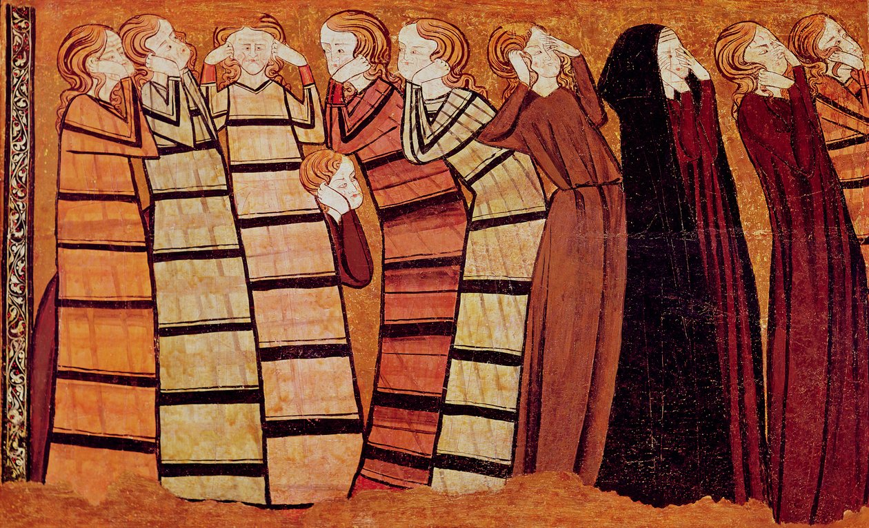 Sörjande, panel från Don Sancho Saiz de Carrillos grav (tempera på panel) av Spanish School