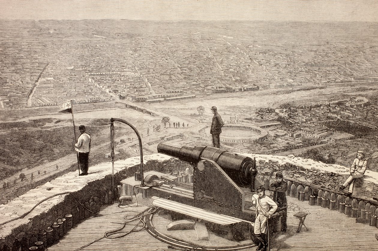 Översikt över Lima, Peru, från San Cristobal-fortet ca 1880-talet, från 
