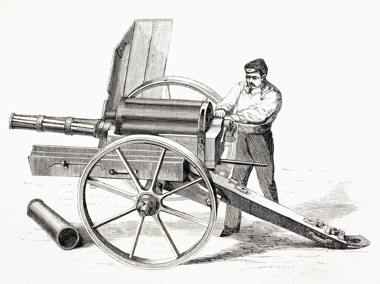 Roterande kanon patenterad av J. A. de Brame 1861, från 