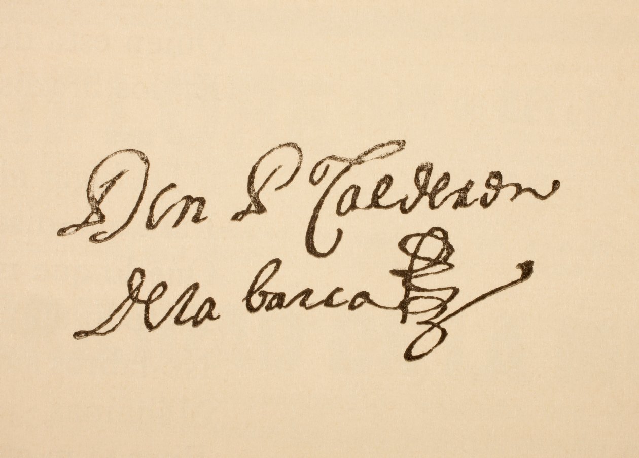 Signatur av den spanske dramatikern Pedro Calderon de la Barca, från 