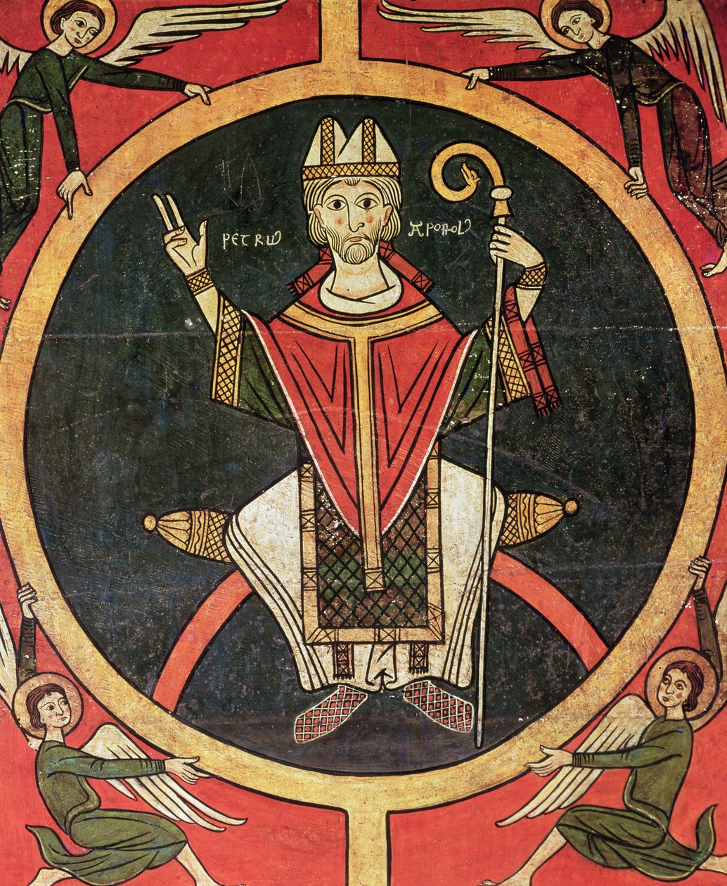 St. Peter, sidopanel från altaret i kyrkan San Pere, Oros (tempera på panel) av Spanish School