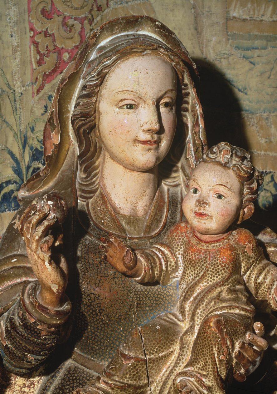 Virgin and Child (polykromt trä) av Spanish School