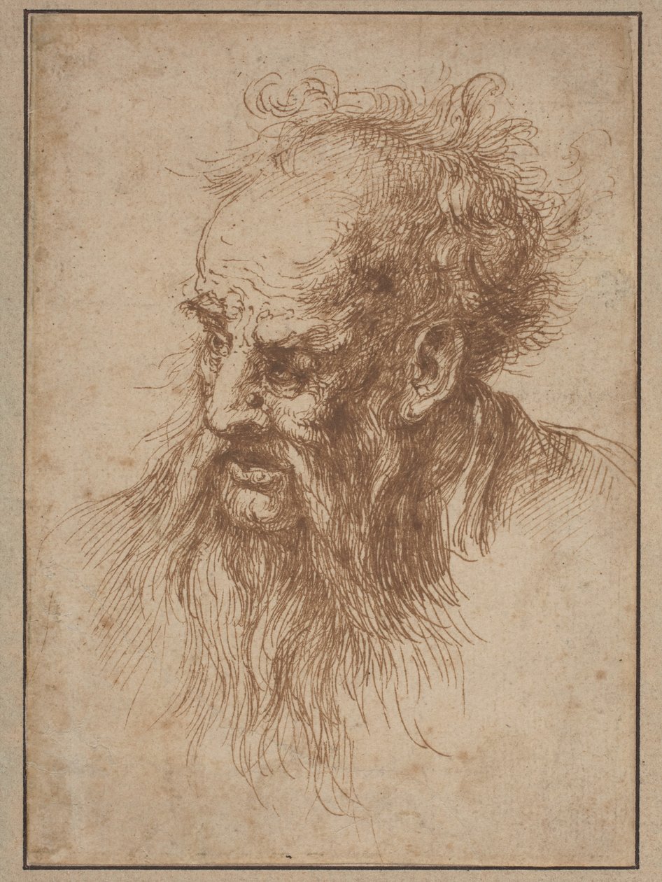 En äldre man med ett flödande skägg av Spanish 17th Century