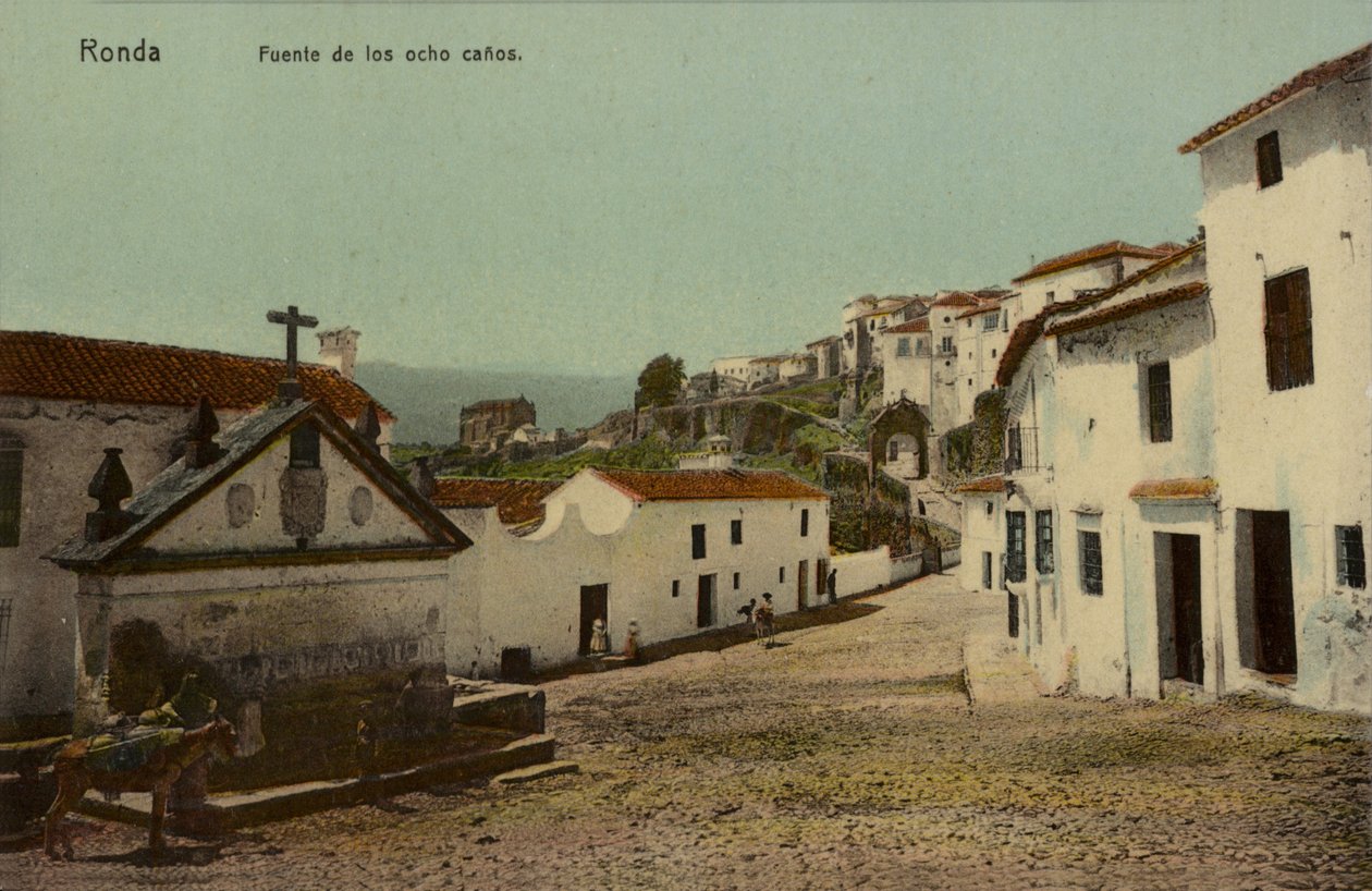 Fontänen med de åtta utloppen, Ronda, Spanien (färgfoto) av Spanish Photographer