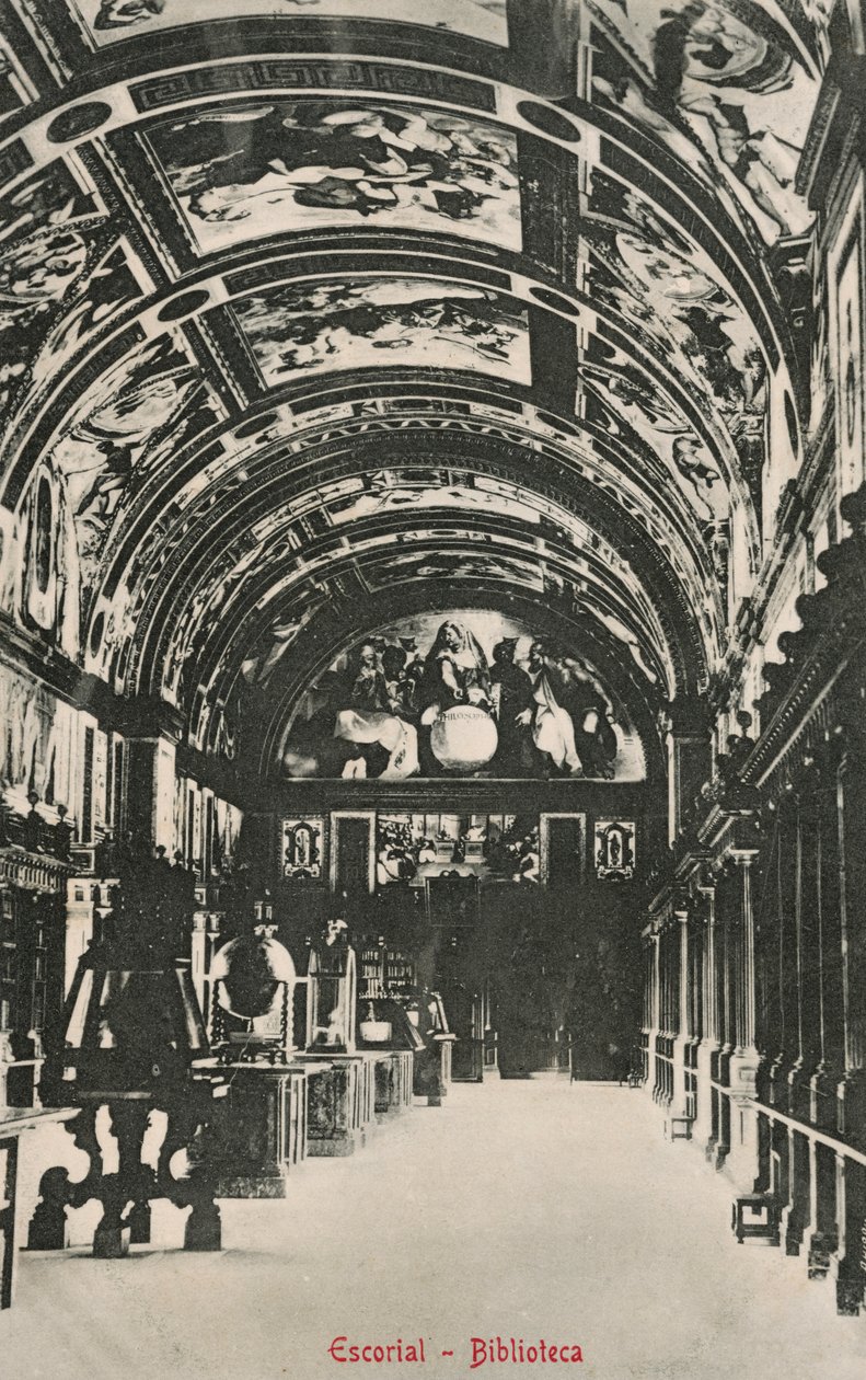 Biblioteket i El Escorial, Spanien (svartvitt foto) av Spanish Photographer