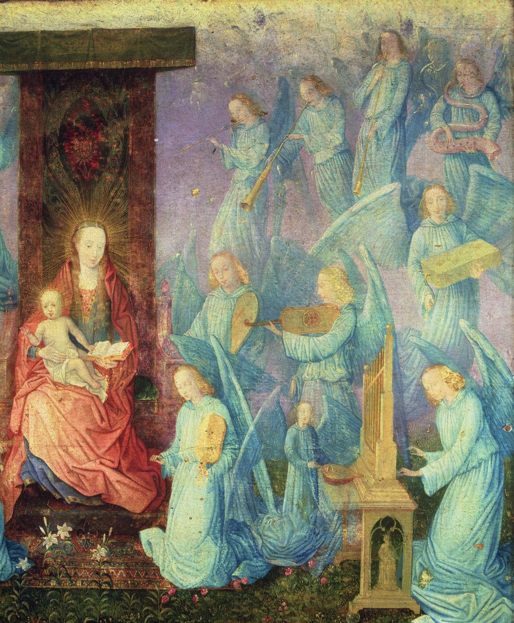 A Concert of Angels (olja på panel) (detalj) av Spanish School