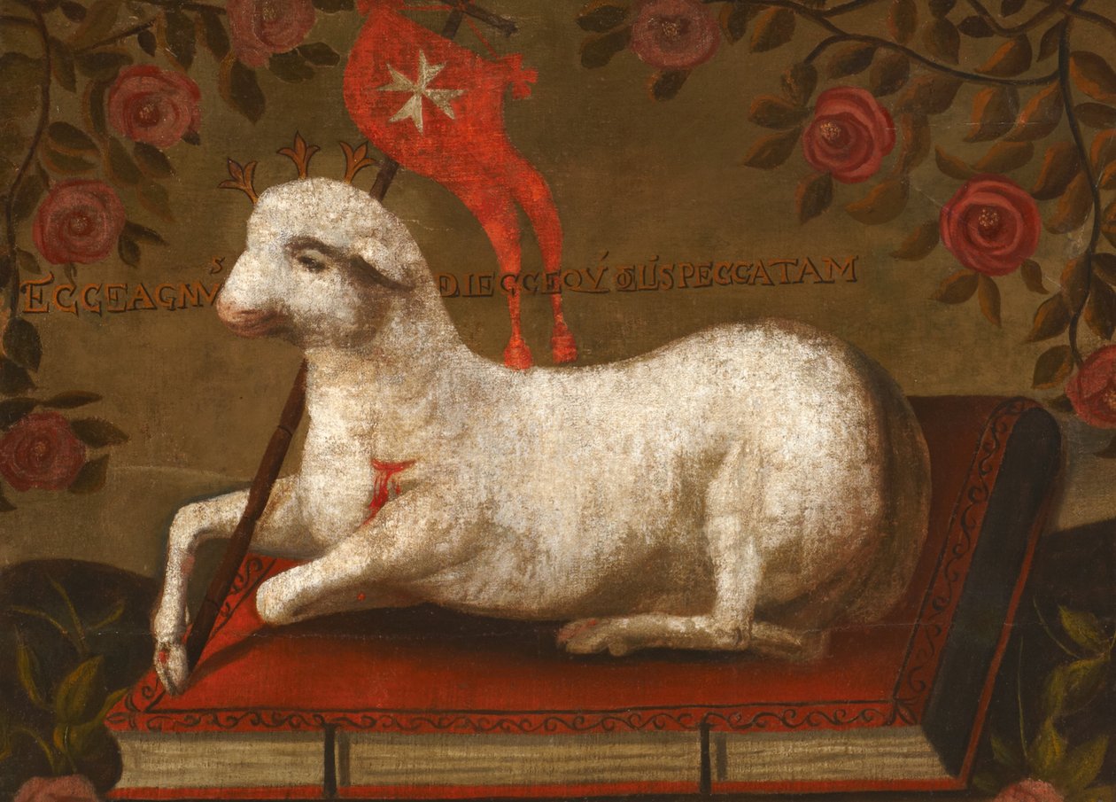 Agnus Dei med fana av Johannesorden av Spanish School