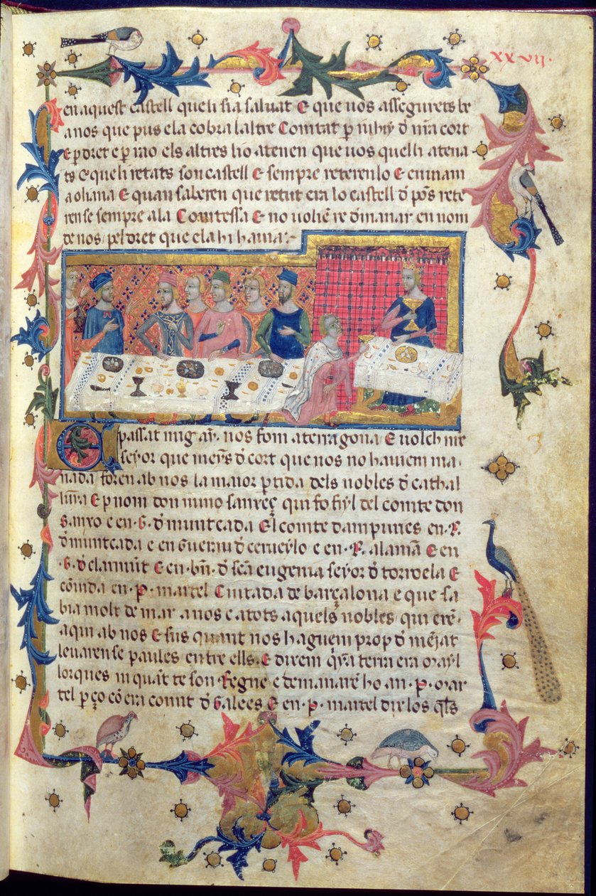 Bankett given av fader Martell för James I (1208-76) i Tarragona 1228 där erövringen av Balearerna överenskoms, från 