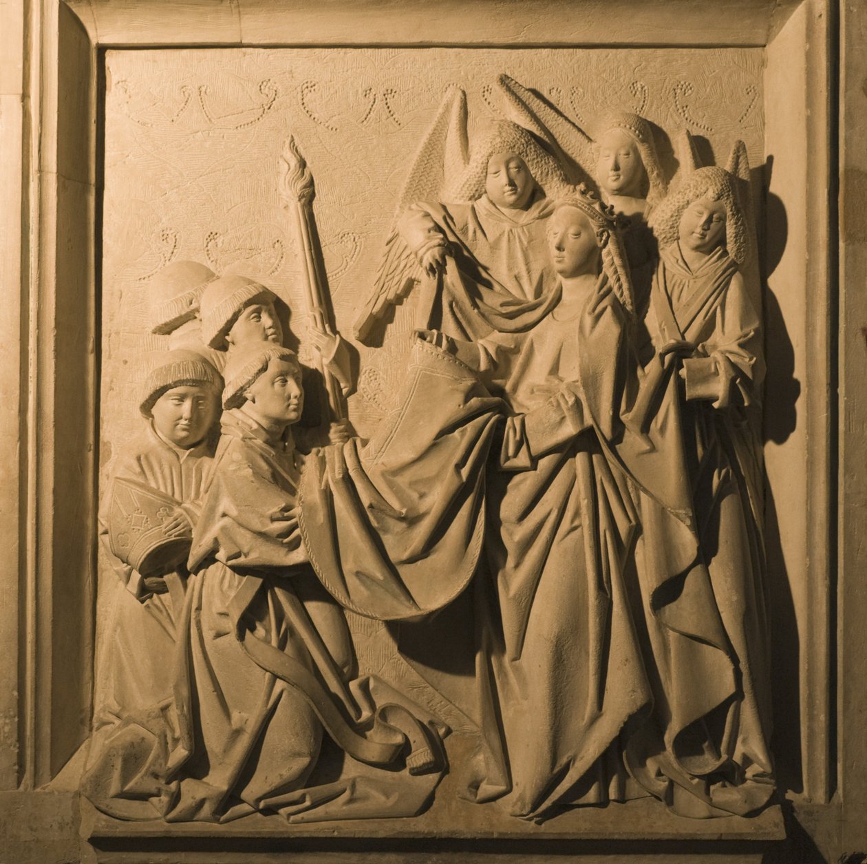 Basrelief av Saint Idelfonso som tar emot sin Chasuble, interiören av La Mezquita, Cordoba, 1507 av Spanish School