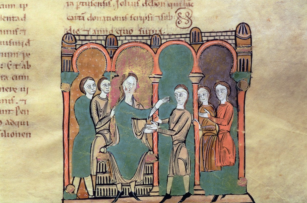Välsignelse av greve Bernat I de Besalu, miniatyr från 