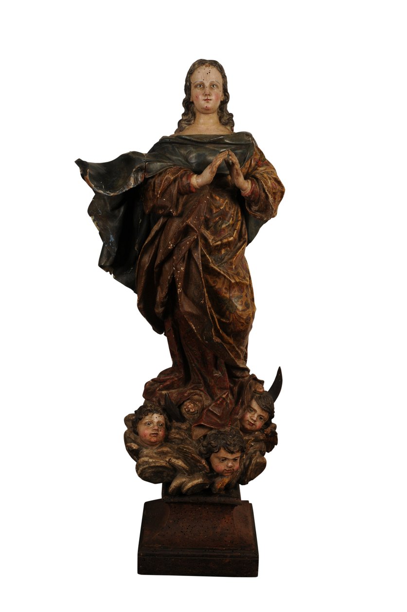 Snidad träskulptur av Madonnan av den obefläckade avlelsen, Spanien, ca 1750 (trä) av Spanish School