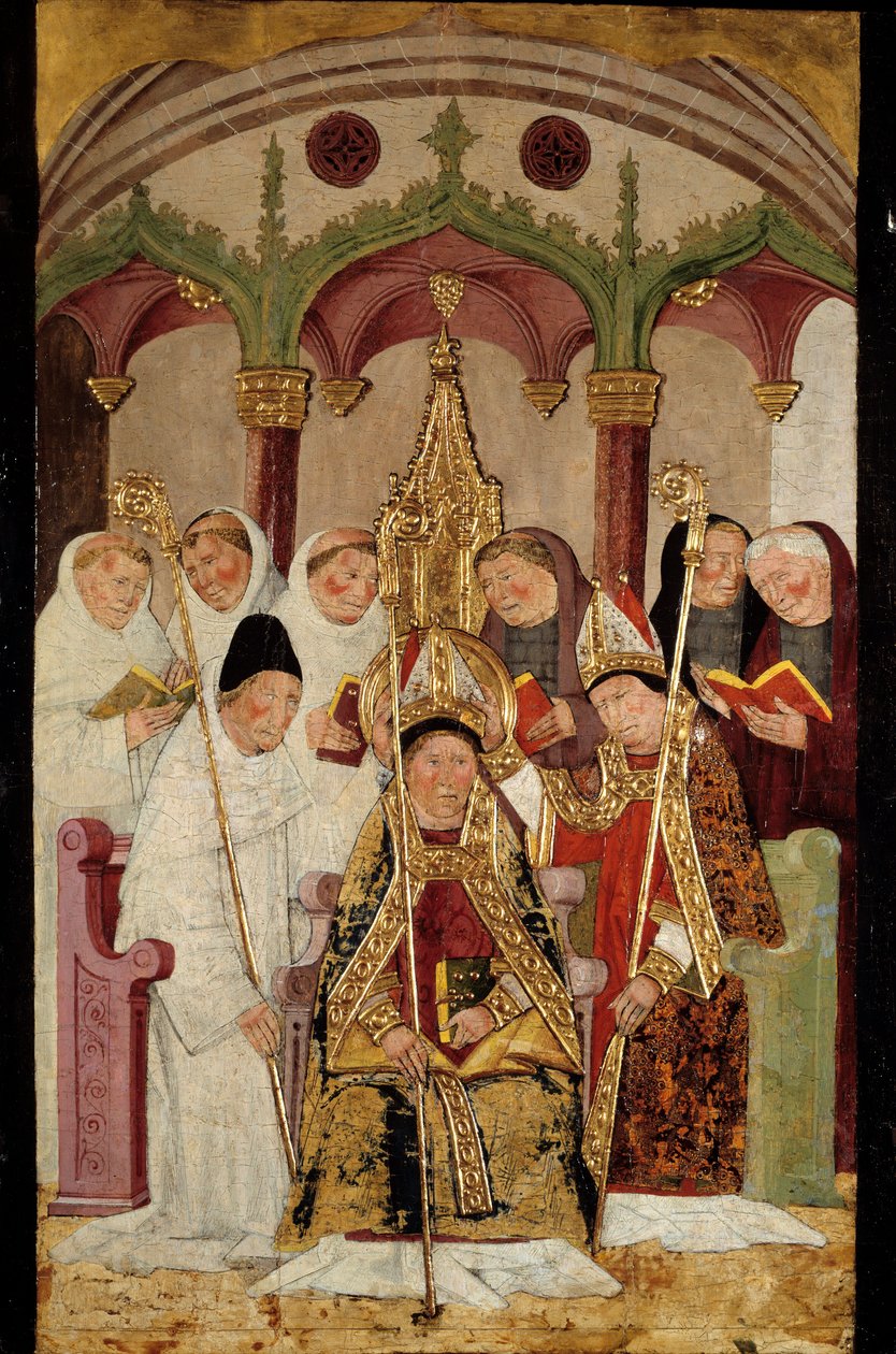 Invigning av en festmålning på trä från Spanska skolan. Bayonne från 1400-talet, Bonnat-museet av Spanish School